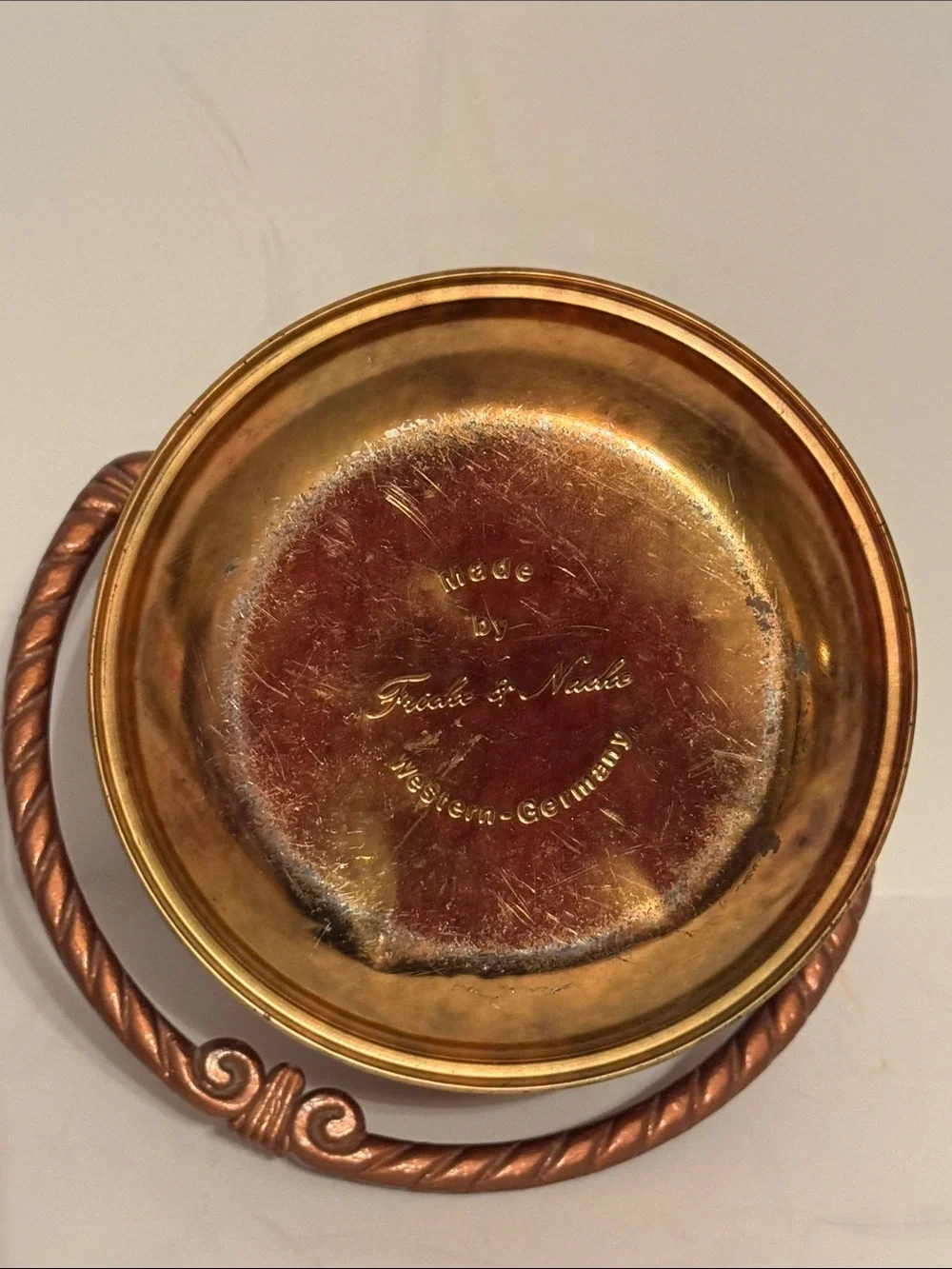 Frida and Nada Copper-Tone Decorative Lidded Container. Made in Germany.